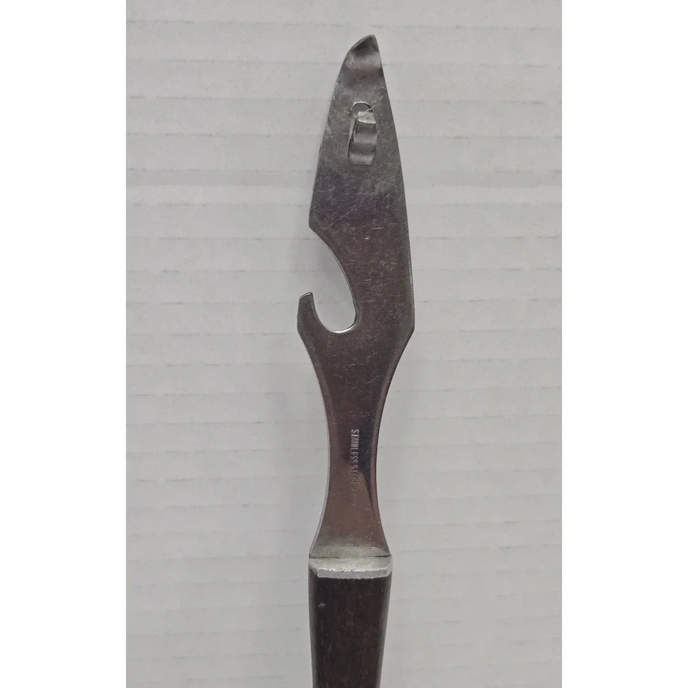 Vintage Wood Handle Bottle Opener Stainless‎ Steel Mid-century Modern